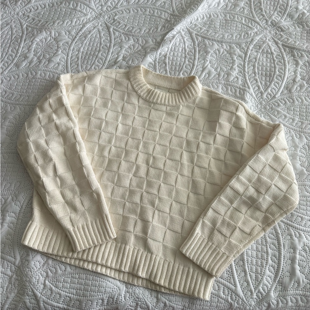 Abercrombie & Fitch Ivory Checkered Sweater